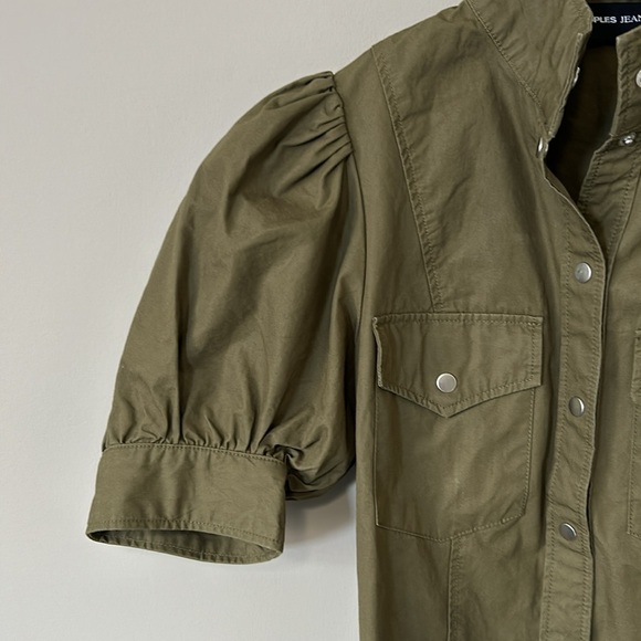 The Kooples SHIRT STYLE BUTTONED KHAKI DRESS IN COTTON MILITARY KAKI US XS - Picture 7 of 16